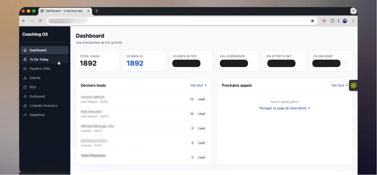 Aperçu — CRM custom avec scoring IA